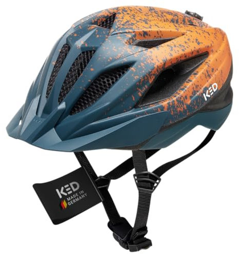Street Jr Pro Kinder- und Jugend-Fahrradhelm mit LED Rücklicht, 300g, Made in Germany, Maxshell-Technologie, K-FIT Anpassung, Arcadia Green orange matt, 49-55 (S)