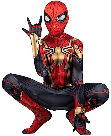 Marvel Integrated Spider-Man Official Youth Deluxe Zentai Costume - Deluxe Two-Way Stretch Spandex with Invisible Zippers and Wrist Openings for Added Convenience (S)