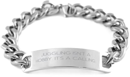 Cheap Juggling Cuban Chain Bracelet, Juggling Isn't a., Gifts For Friends, Present From Friends, Engraved Bracelet For Juggling, , Juggling balls, Juggling clubs, Juggling torches, Juggling knives