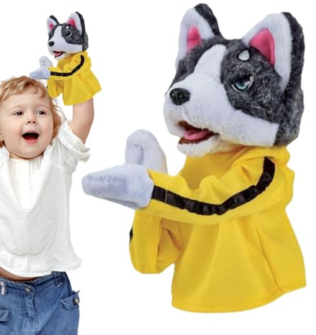 1/2 pièces Kung Fu Jouet Animal Gants Husky Jeu pour en-fants en Peluche, marionnettes à Main Boxer, marionnettes à Main Boxer avec Sons et Action de Boxe