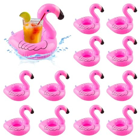Porte Gobelet Piscine,Lot de 12 Porte-Boissons Piscine Gonflable,Porte Gobelets Gonflables,Flamant Porte-Boissons,Porte Gobelet Gonflable Piscine pour Beach Party Hawaii Summer Pool Party (A)