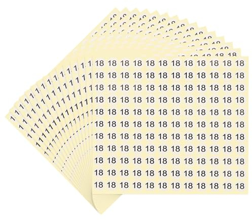 PATIKIL 15 Fogli Adesivi Numerici Numero 18 Adesivi Rotondi 0.5 Pollici Etichette Piccole Autoadesive Per Organizzazione Magazzino Inventario (Totale 1980 Pezzi)
