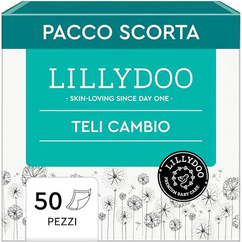 LILLYDOO Matelas à Langer Hypoallergéniques pour Bébé 60x60 cm, 50 pièces (5x10), Alèses Ultra-douces pour les Peaux Sensibles, Sans Parfum ni Lotion, Testés Dermatologiquement