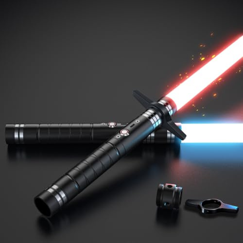 Airmsa Ljussabel, RGB ljussabel 24 färger, USB uppladdningsbar med FX-ljud, ljusvärd, leksak för barn, Halloween, galaxkrig, cosplay (100 cm 2st)