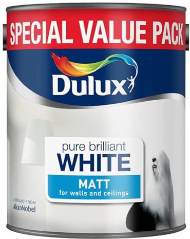 Pure Brilliant White Walls & Ceilings Matt Emulsion Paint 3L – Smooth Creamy Finish, Quick Dry, Low VOC, Easy Application for Interior Walls & Ceilings