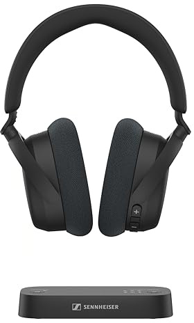 Sennheiser RS 255 TV-Kopfhörer – Bluetooth-Kopfhörer und Sender im Set – Kabellose Kopfhörer mit geringer Latenz, virtuellem Surround-Sound, Sprachverständlichkeitsmodus und Auracast – 50 Std. Akku