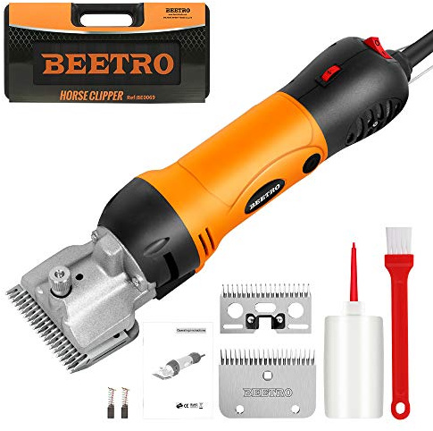 BEETRO 500W Electric Professional Horse Shears, 6 Speeds Animal Grooming Clippers for Horse Equine Goat Pony Cattle, with an Extra Set of Shearing Blades