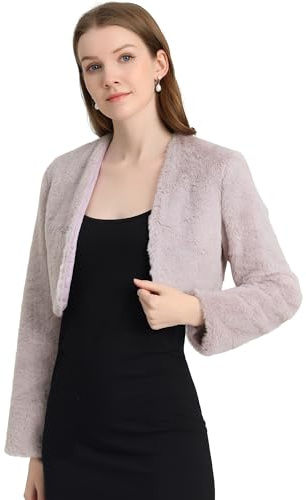 Allegra K Women's Fur Jacket Cropped Wedding Bolero Gown Faux Fur Shrug