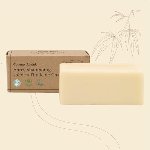 Comme Avant | Après-shampoing solide à l'huile de chanvre | Cheveux normaux | Après-shampoing sans sulfate, naturel & bio | 45g