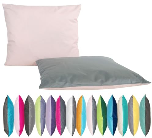 JACK 2-farbiges Wende Outdoor Lounge Kissen 30x50cm Dekokissen inkl. Füllung Wasserfest Sitzkissen Garten Stuhl, Farbe:Grau - Rosa