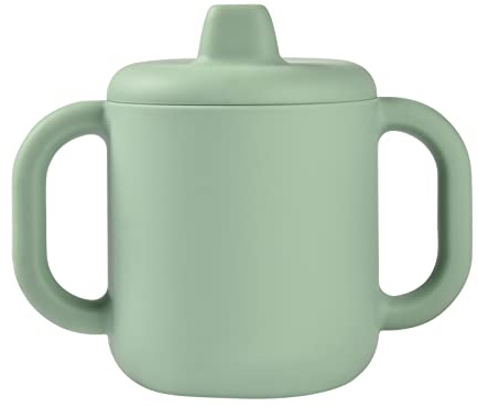 BÉABA, Tasse d'Apprentissage Bébé, Fonction Biberon/Tasse, 100% Silicone de Haute Qualité, Larges poignées, Facilite la prise en main, Ergonomique, Bec Souple, Vert Sauge