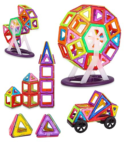 FAOKZE Magnetische Bausteine 114 Teile,Magnetische Bausteine Spielzeug ab 3-10 Jahre alte Mädchen Junge,Magnetblock-Set Weihnachten, Kindergeburtstage