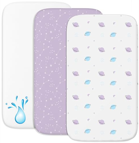2 Sabanas Minicuna + 1 cubrecolchon para minicunas para Bebes Impermeable elástico - Lote de 3 Ropa de Cuna - Talla 50x83cm - Compatible con cunas, colchon - Niño y Niña - Espacio