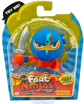 Fart Ninjas | Thunder Blaster Series 8 Collectible Figures | 10 Hilariously Realistic Fart Sounds | Ages 5+ Gifts & Toys 8 to Collect, Blue