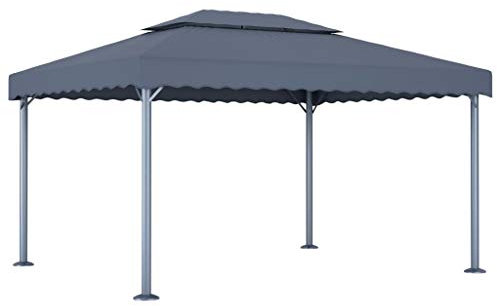 Tidyard Tonnelle 400x300 cm Anthracite Aluminium, Tent de Réception, Gazebo Pavillon de Jardin Extérieur Belvédère pour Camping, Festival, Fête, Marriage, BBQ, Terrasse, Plage