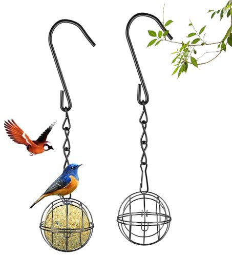Fizzix 2-Pack Fat Ball Bird Feeders - Durable Metal Hanging Feeders for Garden, Easy Installation, Attract Various Birds