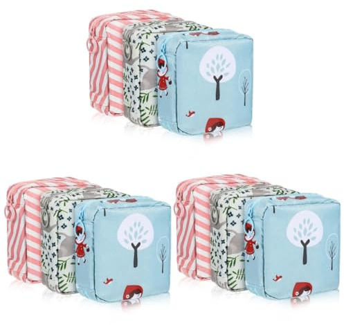 minkissy 9pcs Feminine Product Pouch Sanitary Napkin Holder Period Bag Pouch for Makeup Coins and Toiletries
