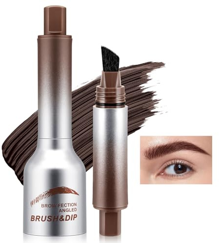 Boobeen Brow Fection - Pincel angular y inmersión, cepillo de cejas líquido impermeable, lápiz de cejas de larga duración para principiantes, crea cejas de aspecto real sin esfuerzo