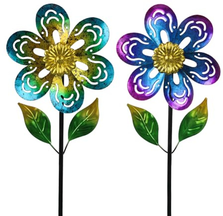 Viveta 2 Pack Wind Spinners,Flower Garden Sculpture