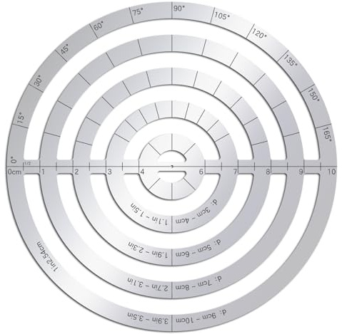 ORIGACH Stainless Steel Concentric Round Ruler Metal Circle and Curve Drafting Stencils Circle Corner Stainless Steel Template Rulers for Leather Sewing DIY Craft Supplies