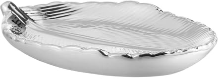 Uonlytech Vassoio per Conservazione Gioielli Design Elegante Portagioielli in Porcellana Argento a Forma di Foglia per Compleanni e Decorazione Casa e Uso Quotidiano