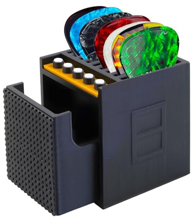 Guitar Picks Holder Guitar Pick Case with Front Drawer Compact Plectrum Holder Amp Speaker Pick Box Portable Guitar Gift for Guitarists Dads Music Lovers Organizer Simulation Speaker Desktop Ornaments