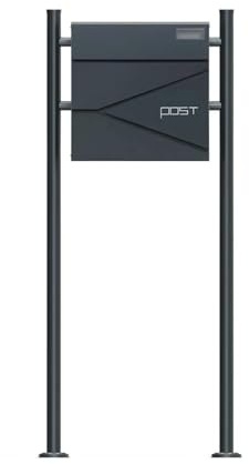 SCHARTEC SBS-SPB-3 Boîte aux lettres sur pied avec compartiment à journaux Anthracite