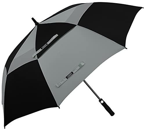 G4Free Waterproof Golf Umbrella, Automatic Open, Extra Large, Stick Umbrella, Double Canopy, Vented Windproof, 137 cm (Black/Grey)