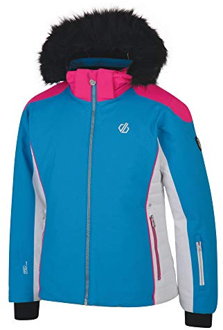 Dare2b Regatta Vast Waterproof & Breathable High Loft Insulated Ski & Snowboard Jacket with Snowskirt and Faux Fur Hood Jackets Waterproof Insulated, Niñas, Cyber Pink/Fuchsia Pink, 3-4