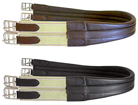 SIE EQUESTRIAN Contoured Leather Chafeless Girth Black Brown 46 /48 / 50 / 52 / 54 / 56 (BROWN, 46)