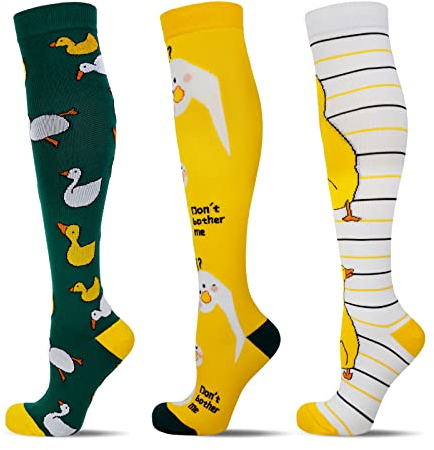 LEOSTEP Kompressionsstrümpfe Damen (3 Paar) Kompressionssocken Bunte Thrombosestrümpfe für Sport, Flug, Laufen, Reisen, Schwangerschaft Krankenschwester 20-30 mmHg