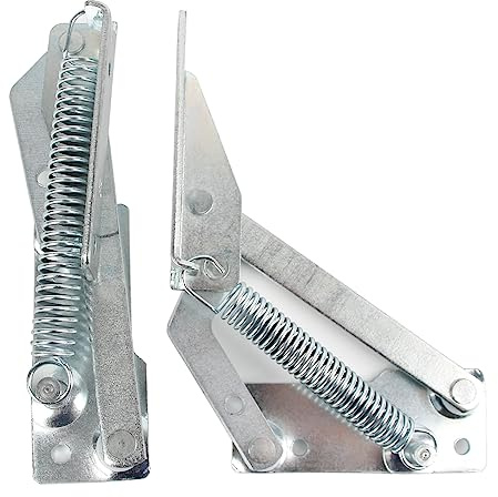 YIDELAI - Spring Hinge (1 Pair) 90 Degree Folding Lifting Bracket, Sofa Bed Hinge, Suitable for Cabinet Doors, Furniture Storage Boxes (1, Silver)