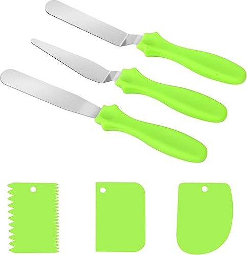 PNOOFR 6 Stück Streichpalette Set, Professioneller Kuchenspatel Icing Smoother Kuchen Spatel Set für Verteilen von Sahne Backen von Kuchen und Kuchen Dekorieren