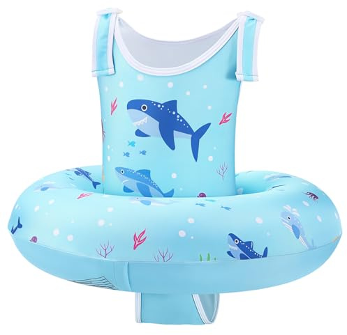HeySplash Toddler Swim Vest for Age 3-6, Swim Trainer Vests with Adjustable Strap fit for Boys Girls 29-55lbs, Children Swimsuit, Floating Tubes Swim Jackets, Beginner Learn to Swim, Blue Shark