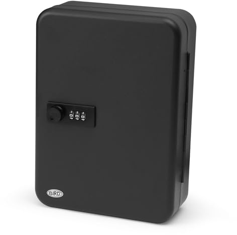 BIRD- Black Combination Key Cabinet - Key Box Wall Mounted - Storage for up to 48 keys