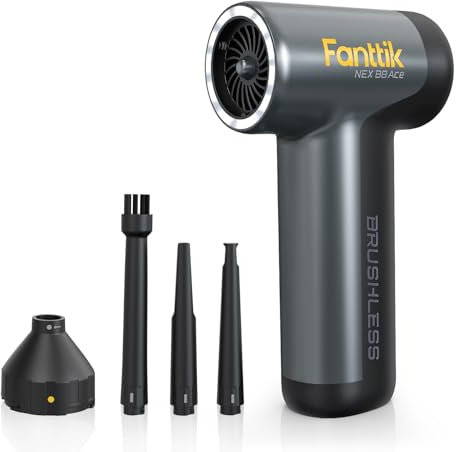 Fanttik B8 Ace Elektrische Staubgebläse Druckluftspray, 110000 U/min, Druckluft Compressed Air Duster mit 2600mAh Akku, Reinigungsbürste, LED-Licht, Staubgebläse für Tastatur, PC-Gehäuse, Schrank