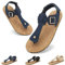 Wizshoe Sandales D'été Pour Femme Tong Sandales Plates Bohème Chaussures Confortables et Pieds Larges Sandalettes Flip Flop Barefoot Sandals Women Bleu 39EU