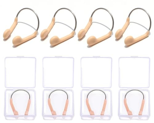 4 Pièces Pince-Nez,Clip de Nez Unisexe Confortable Bouchon de Nez de Natation Étanche Silicone Pince-Nez Protecteur avec Rembourrage Doux Swim Nez Protecteur pour Enfants avec Boîte Swim