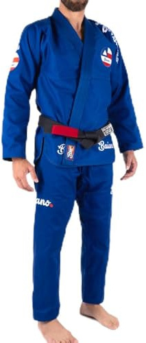 Bõa Kimono BJJ Homme Baiano Bleu | Gi Jiu-Jitsu Brésilien Pearl Weave 450 GSM avec Pantalon Résistant et Broderies Premium pour Entraînement, Grappling et Compétition | Coupe Ajustée et Résistante