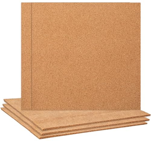5 Packs Cork Board Tiles, Cork Bulletin Board Tiles for Walls Self-Adhesive Corkboards 12x12 Inches Bulletin Boards Squares for Home Office School Decor 1mm/0.04 Inches Thickness