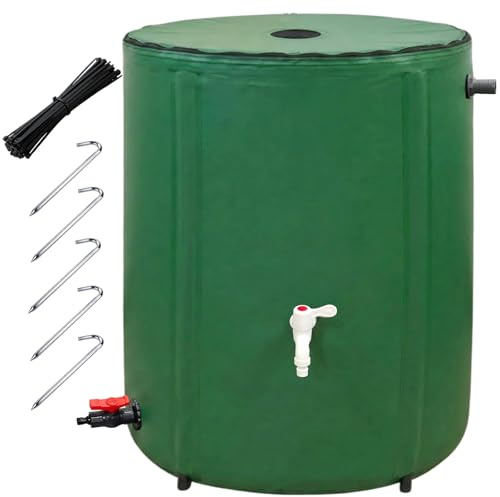 BeGrit Collapsible Water Butt 380l Foldable Rainwater Tank PVC Rain Barrel Extra Stability Portable Water Collection System Downspout Rainwater Catcher Container for Garden Backyard Allotment Flowers