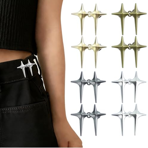 8 pares de hebillas de cintura ajustable, broches de botones desmontables para vaqueros, hebillas sin costuras para pantalones, jeans y faldas, varios colores disponibles