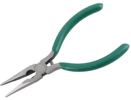 Haofy Alicates de Punta de Aguja Inoxidables de 5 Pulgadas con de Goma Antideslizante para Hacer Joyería Artesanal, Acero Rico en Carbono (Derecho)