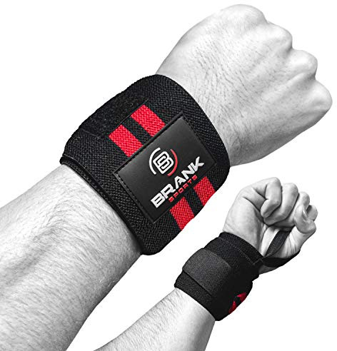Muñequeras Crossfit Hombre y Mujer Rojas y Negras | Agarres para Gym | Straps Powerlifting para levantamiento de pesas | Protección de Muñeca garantizada costuras reforzadas | largas y cómodas