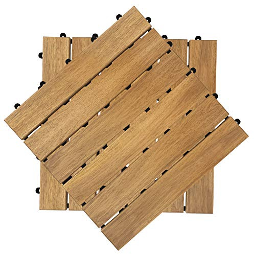 YUENFONG Piastrelle in legno per pavimenti Piastrelle per terrazze per balconi in legno di acacia Piastrelle, 30 x 30 cm ogni pezzo (5m², 55 pezzi, modello A)