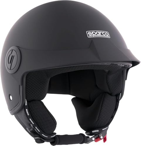 Sparco Riders Casque Demi-Jet, Casque Scooter SP602 | Homologué ECE 22.06, Vintage avec Visière Solaire et Déclencheur Micrométrique, Idéal pour la Ville, Homme et Femme