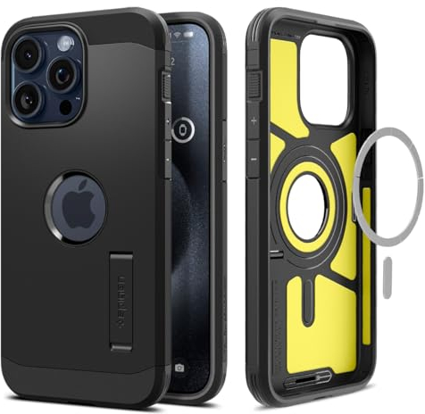 Spigen Hülle für iPhone 15 Pro Tough Armor MagFit Kompatibel mit MagSafe -Schwarz