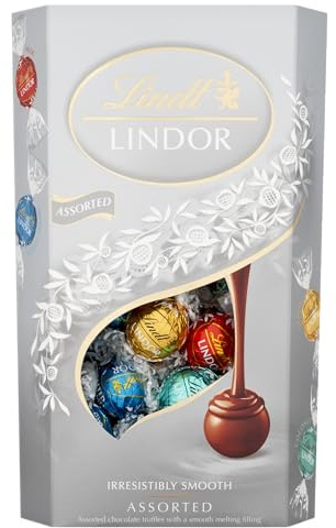 Lindt Lindor Silver Assorted Chocolate Truffles – 600g Box (Approx. 48 Balls) – Smooth Filling – Gift, Birthday, Congratulations, Sharing Treat