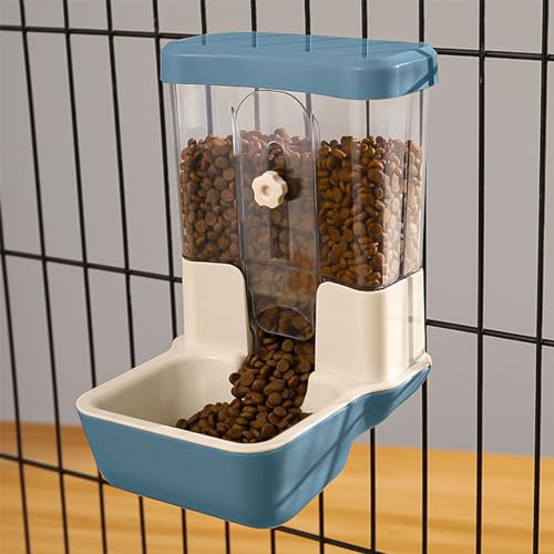 Distributeur Automatique de Nourriture pour Animaux 800ml Distributeur de Nourriture sans Alimentation Réglable pour Cage Clapier Clôture pour Petits Animaux Lapin Cobaye Chinchilla Oiseau (Bleu)