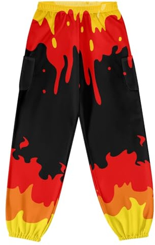 JOAIFO Flame Print Harem Pants Women Wide Leg Yoga Pants Active Leggings for Ladies Hippie Kung Fu Pants Womens Sweatpants for Dance